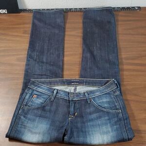 Hudson Jeans Carly Straight Leg W429DHA Flap Pockets Size 29 Distressed‎ Dark